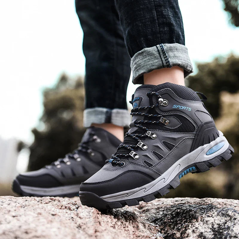 Men's High Top Hiking Boots Breathable Outdoor Trekking Climbing Shoes Non-Slip Sole