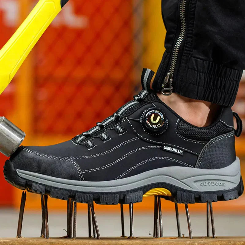 Men's Steel Toe Safety Shoes Microfiber Leather Puncture Proof Non-Slip Work Sneakers