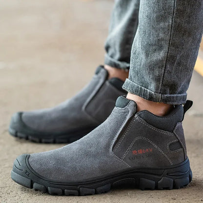 Men's Steel Toe Safety Shoes Leather Breathable Non-Slip 6KV Insulation Work Boots