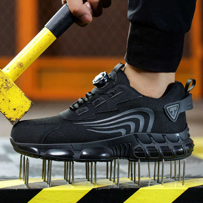 Men's Steel Toe Safety Shoes Rotating Button Lightweight Puncture Proof Work Boots