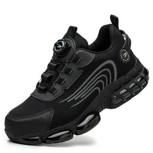 Men's Steel Toe Safety Shoes Rotating Button Lightweight Puncture Proof Work Boots
