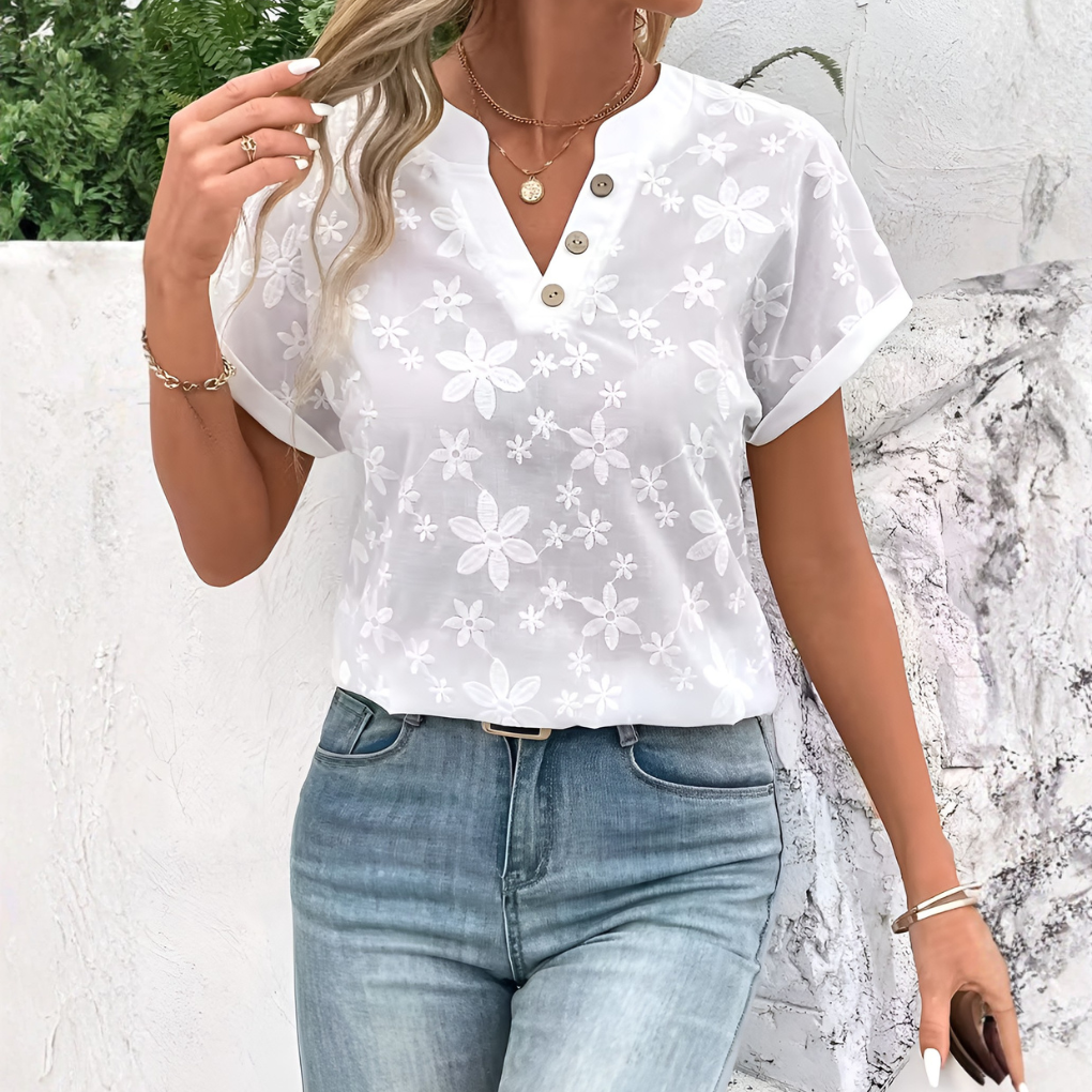 Women's Button Front Dress Shirt - Fashinoza