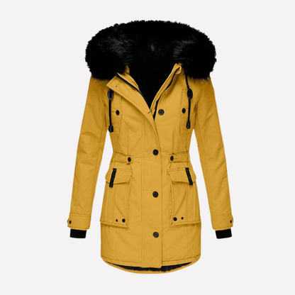 Women's Hooded Parka Jacket Flap Pockets