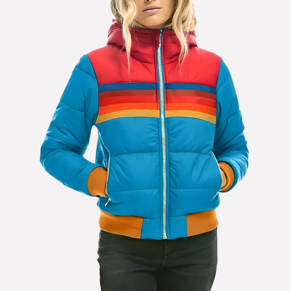 Women's Quilted Hooded Zipper Jacket - Fashinoza