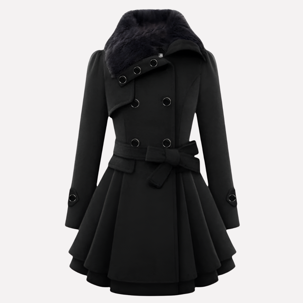 Women's Button Front Belted Winter Coat