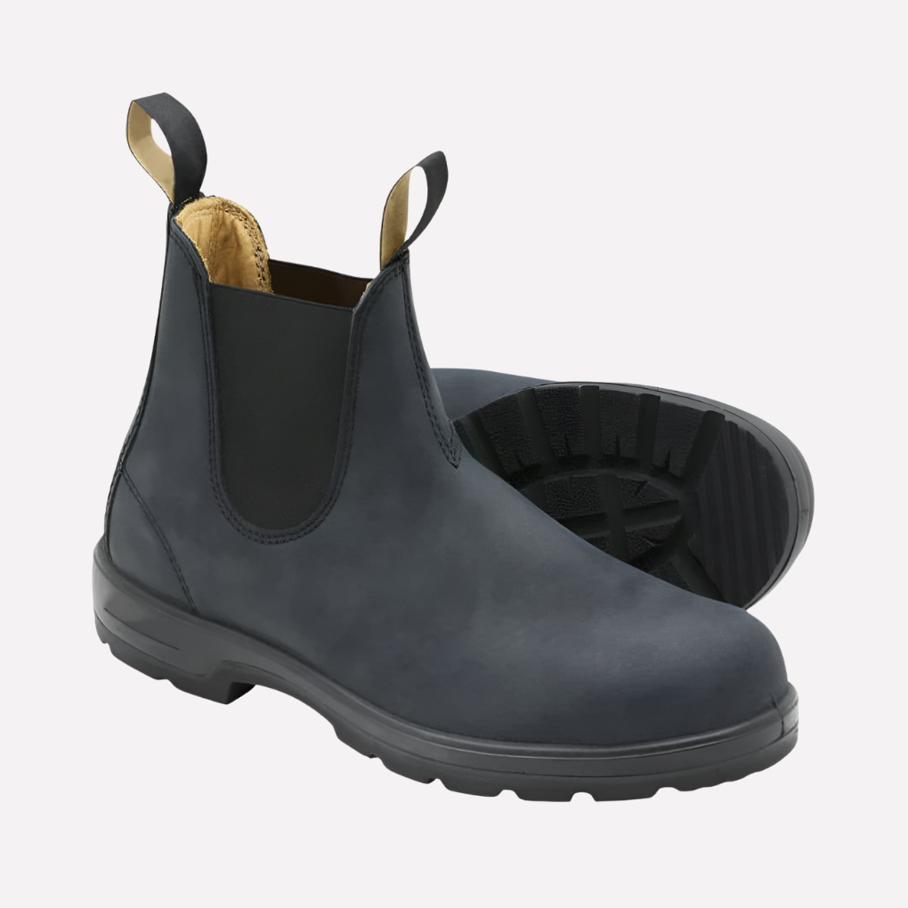 Unisex Chelsea Boots Slip-On Leather Black - Fashinoza