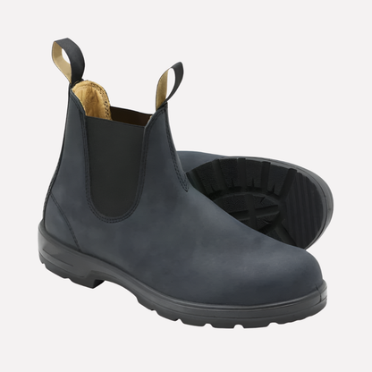 Unisex Chelsea Boots Slip-On Leather Black - Fashinoza