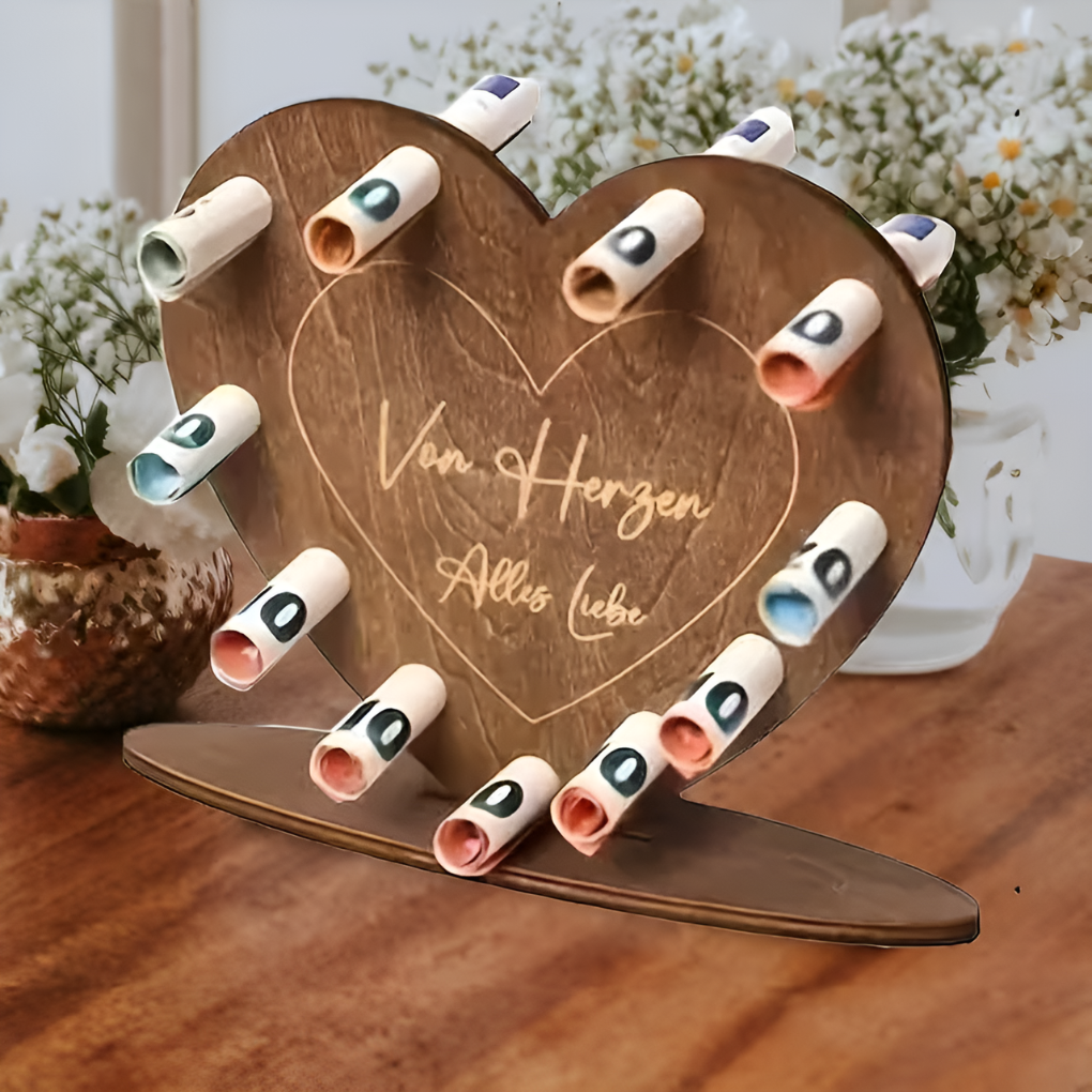 Wooden Heart Shaped Gift Box For Love Letters And Money - Fashinoza