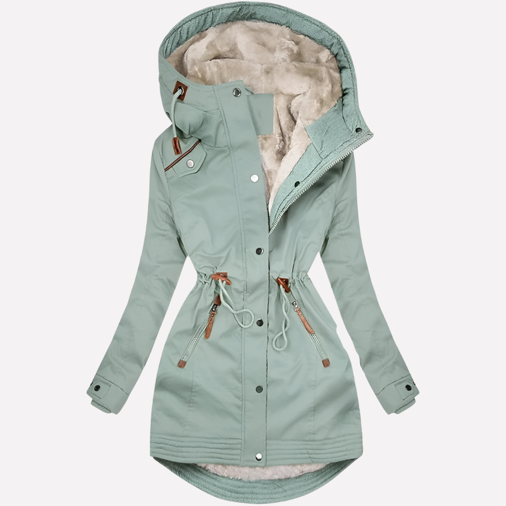 Women's Parka Lined Hood Drawstring Waist