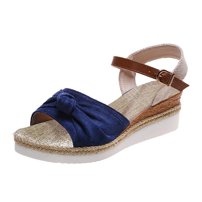 Chic Closed Toe Wedge Sandals for Women – Elegant Knot Design