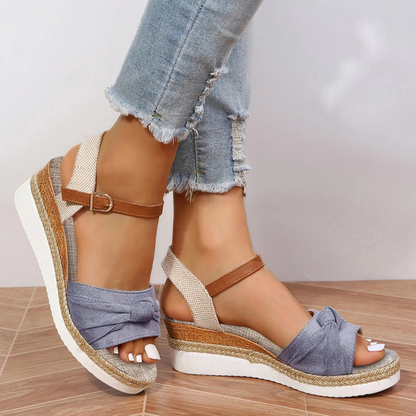 Women's Wedge Sandals Closed Toe Knot Design - 
Fashinoza