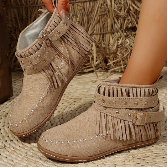 Women's Black Ankle Boots Buckle Comfortable - 
Fashinoza