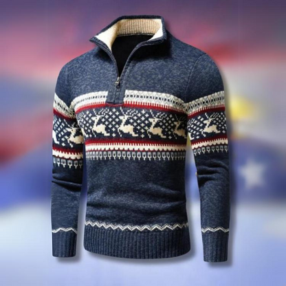Barry | Men’s Spring Patterned Half Zip Sweater