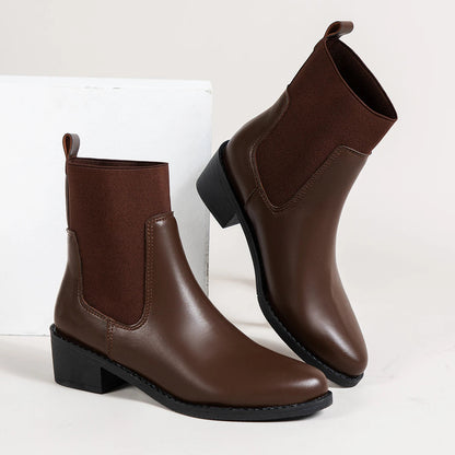 Women's Chunky Heel Chelsea Boots Comfortable - 
Fashinoza