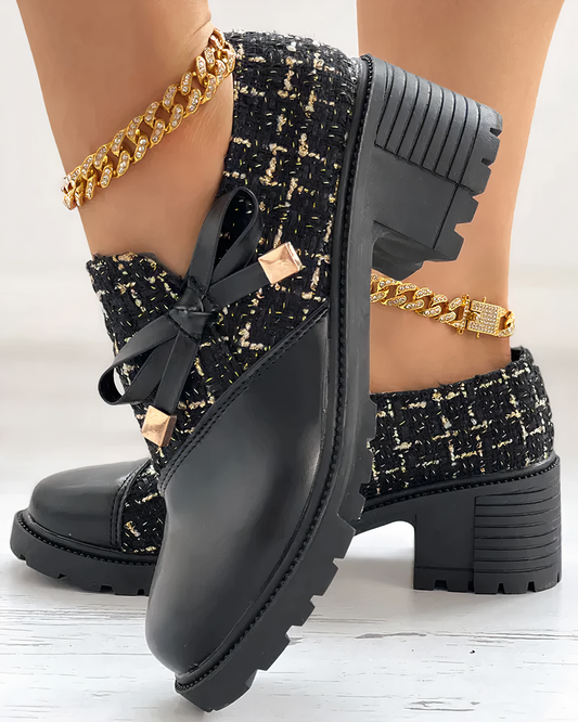 Women's Closed Toe Chunky Heel Shoes Comfortable - 
Fashinoza