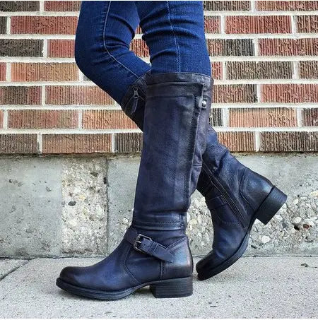 Classic Round Toe Knee-High Boots for Women – Stylish & Comfortable