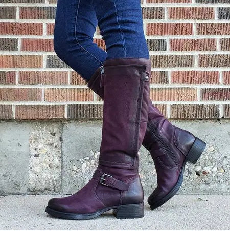 Classic Round Toe Knee-High Boots for Women – Stylish & Comfortable
