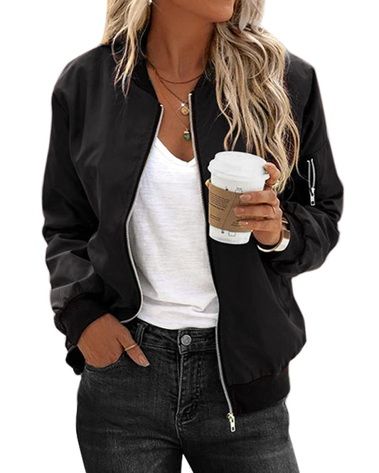 Women's Biker Bomber Jacket - Fashinoza