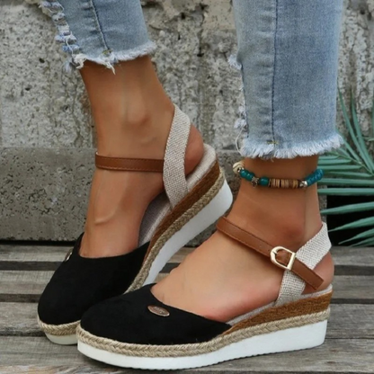 Women's Wedge Espadrille Sandals Comfortable Closed-Toe - 
Fashinoza