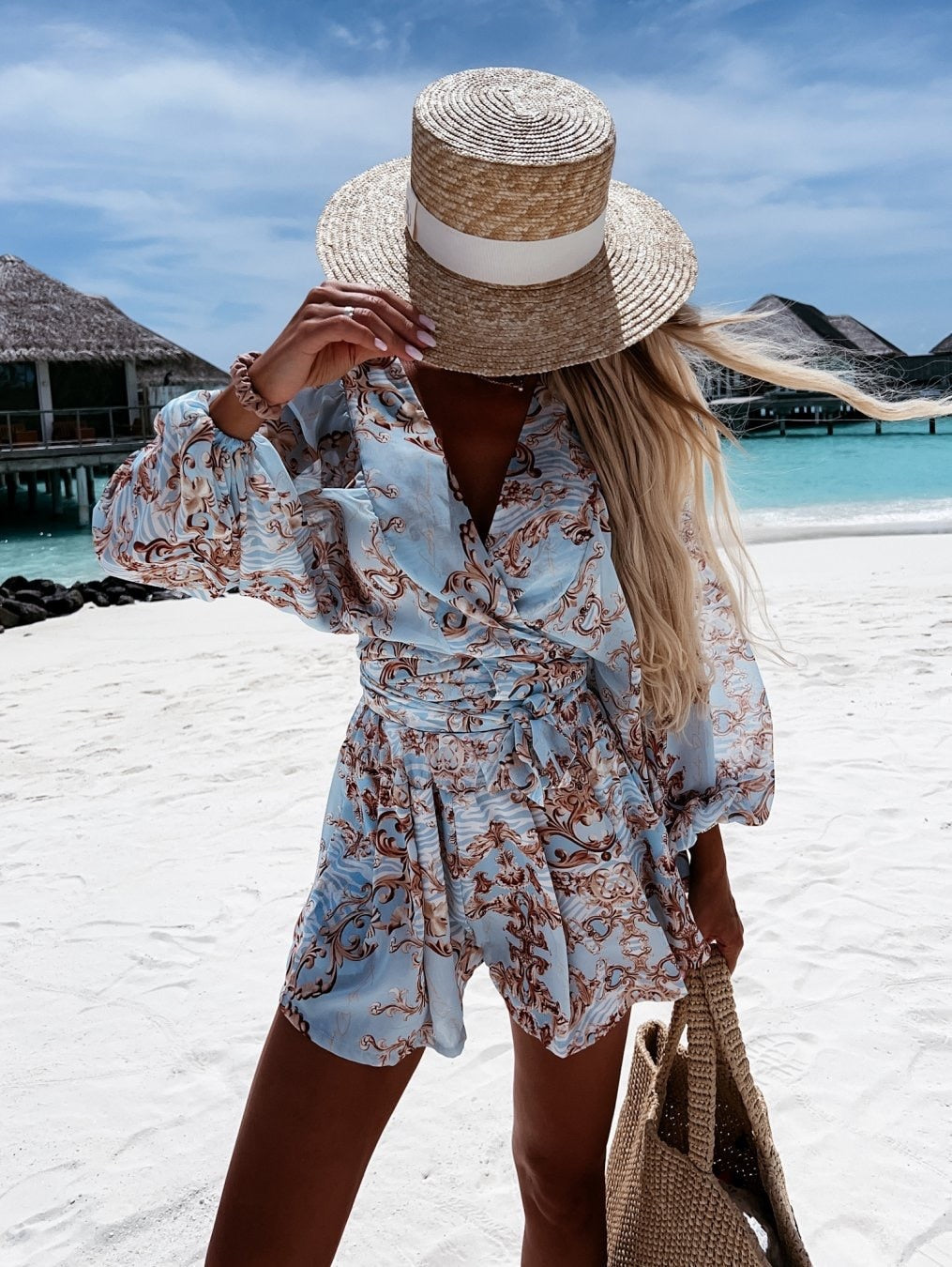 Women's Two Piece Summer Shorts Set Cotton Flowy White
