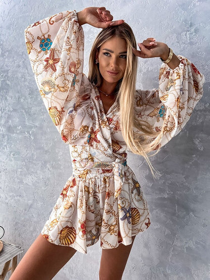 Women's Two Piece Summer Shorts Set Cotton Flowy White
