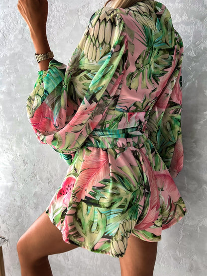 Women's Two Piece Summer Shorts Set Cotton Flowy White