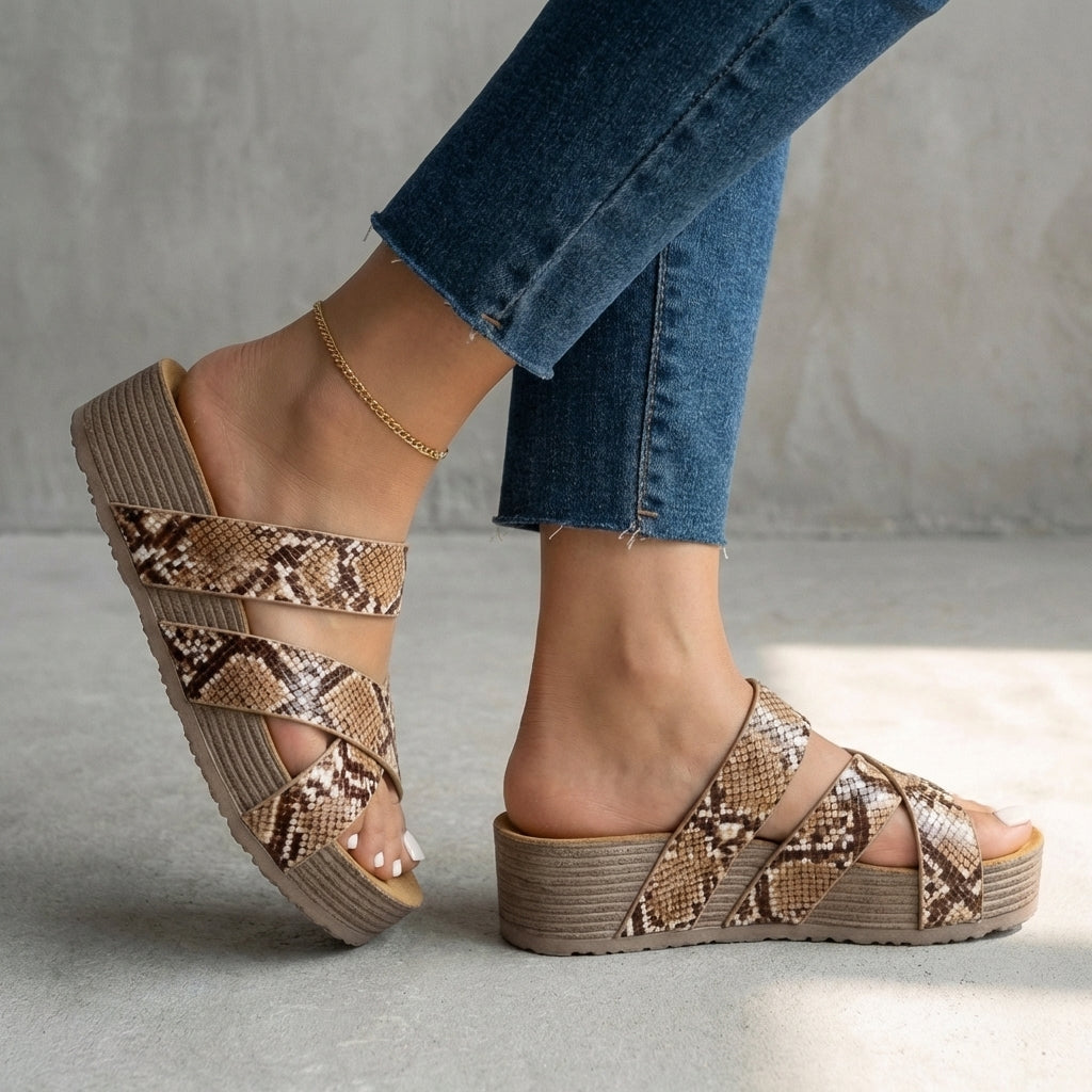 Women's Platform Sandals Braided Straps Wedge Heel
