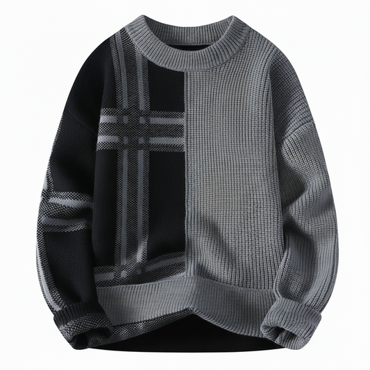 Men's Plaid Sweater Color Block Wool - Fashinoza