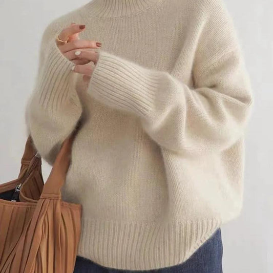 Women's Oversized Turtleneck Sweater Ribbed Comfortable - 
Fashinoza