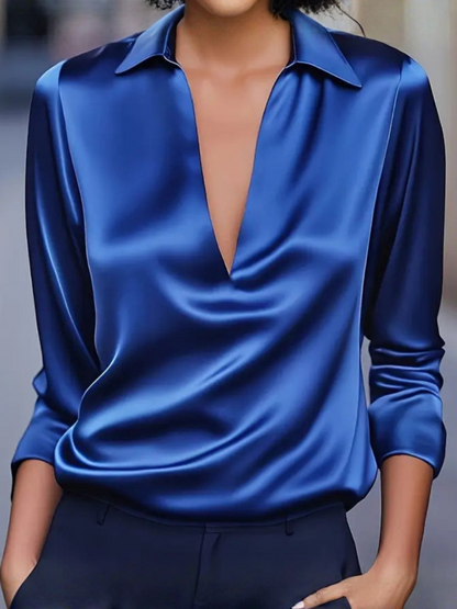 Women's Collared V-Neck Blouse
