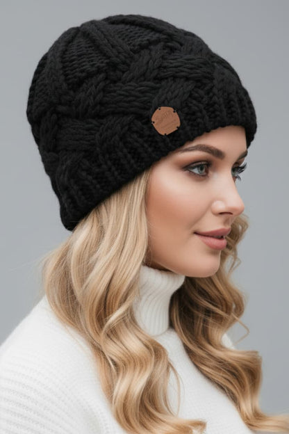 Women's Knit Hat Thick Weave Folded Edge