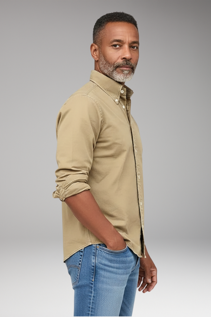 Men's Dress Shirt Button Front Defined Cuffs