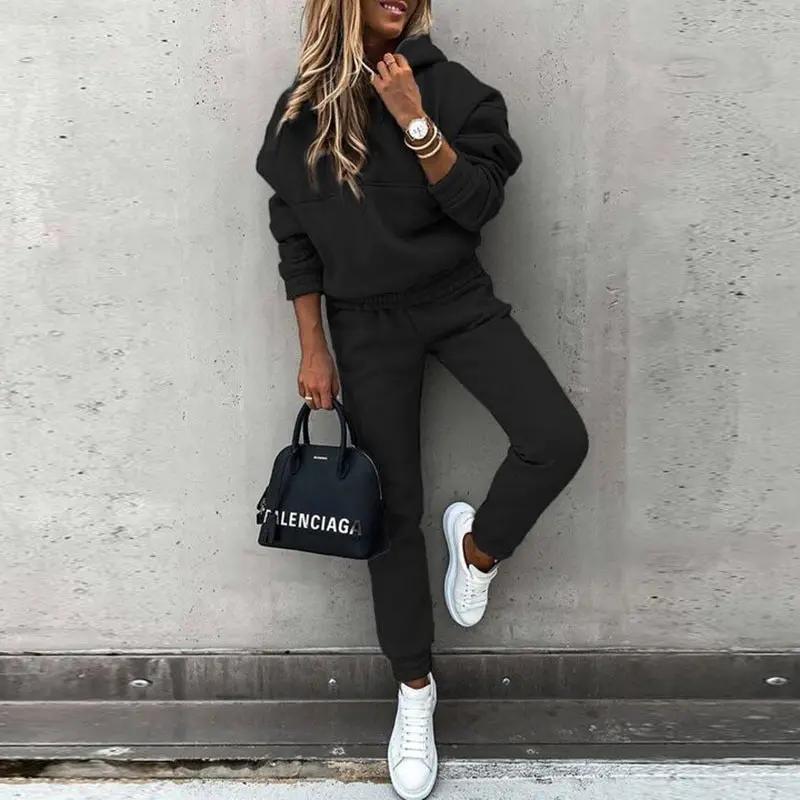 Women's Hoodie Jogger Set Soft Comfortable - 
Fashinoza