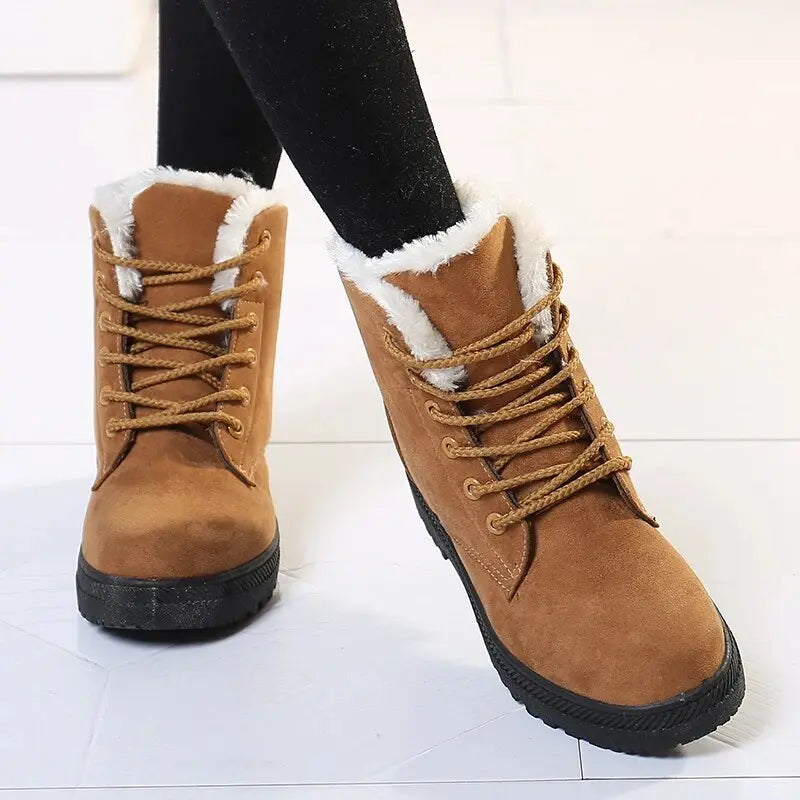 Women's Short Ankle Boots Warm Faux Fur - 
Fashinoza