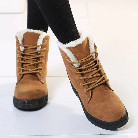 Women's Short Ankle Boots Warm Faux Fur - 
Fashinoza