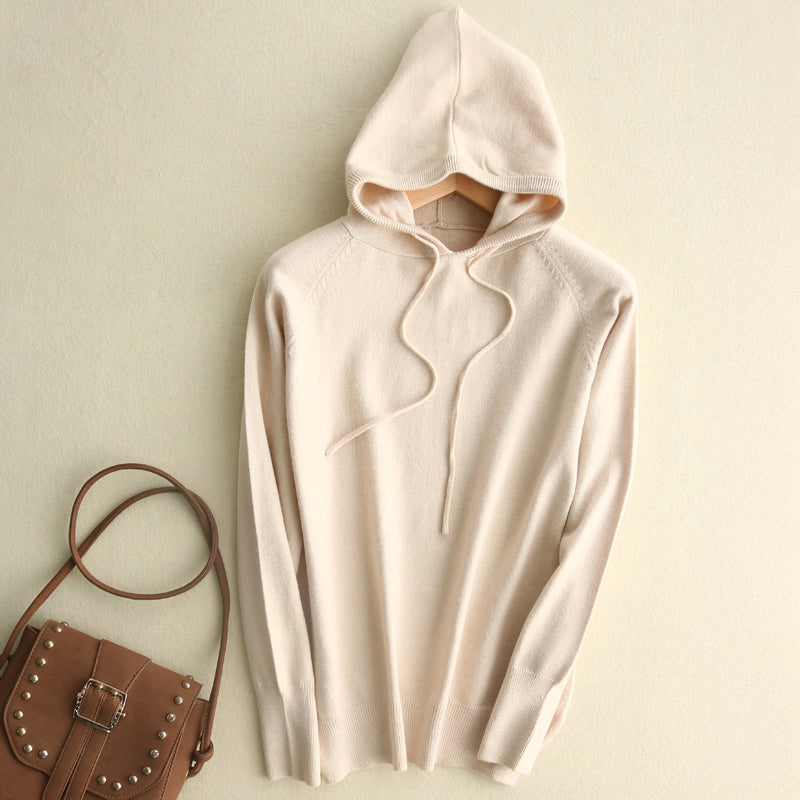 Women's Relaxed Fit Hoodie Drawstring Ribbed Cuffs