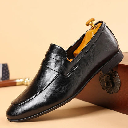 Men's Slip-On Dress Shoes Strap Detail Leather