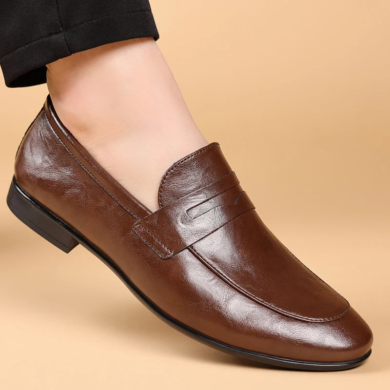 Men's Slip-On Dress Shoes Strap Detail Leather