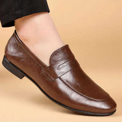 Men's Slip-On Dress Shoes Strap Detail Leather