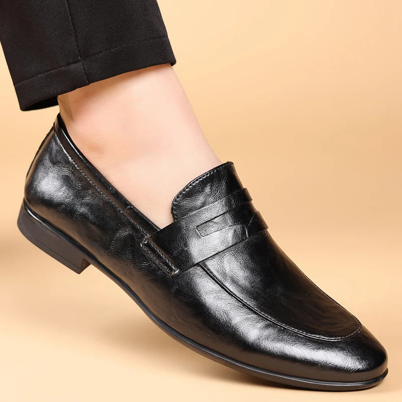 Men's Slip-On Dress Shoes Strap Detail Leather