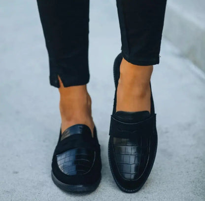 Croc-Embossed Slip-On Loafers for Women – Chic & Comfortable