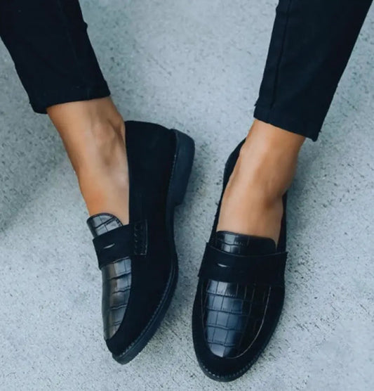 Women's Croc Embossed Slip On Loafers Comfortable - 
Fashinoza