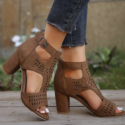 Cut-Out Peep-Toe Ankle Boots for Women – Chic & Versatile