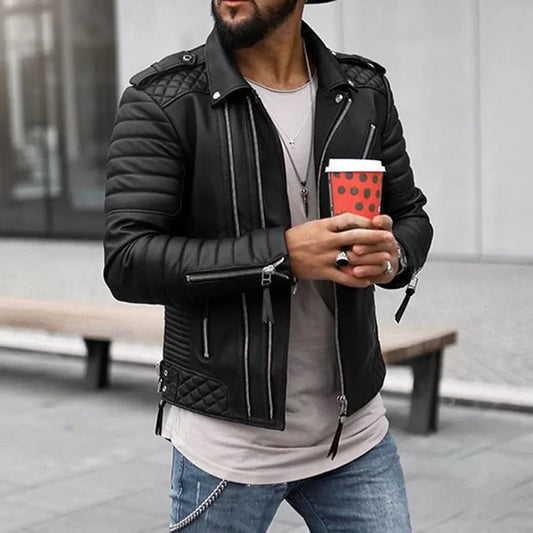 Men's Leather Jacket Robust Brown - Fashinoza