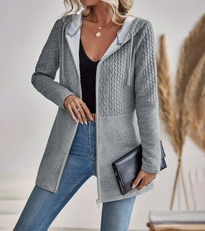 Women's Hooded Longline Jacket Adjustable Drawstrings