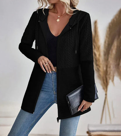 Women's Hooded Longline Jacket Adjustable Drawstrings