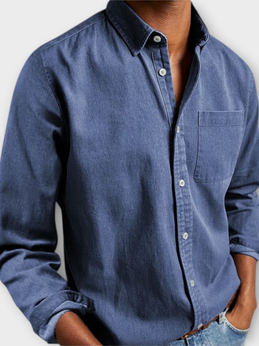 Men's Long Sleeve Dress Shirt With Chest Pocket - Fashinoza
