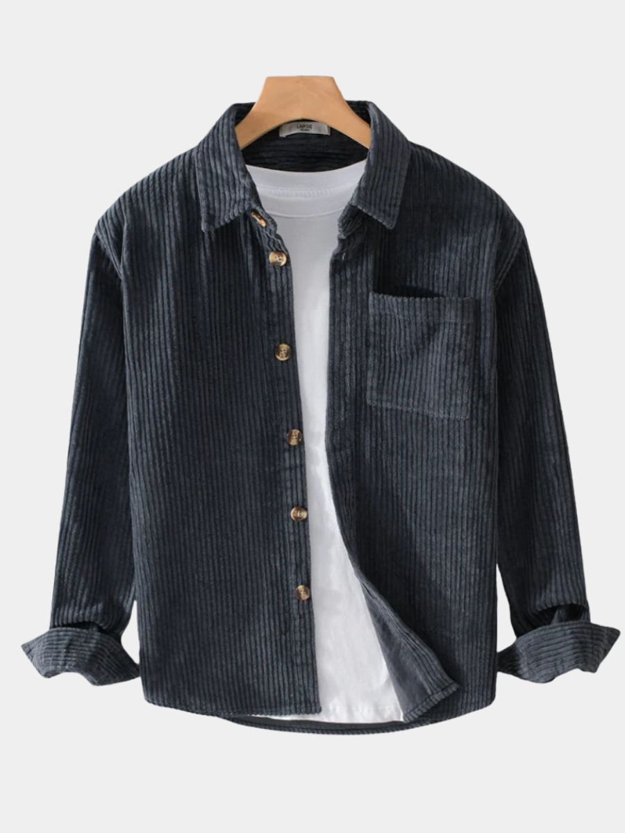 Men's Long Sleeve Shirt Button Front Chest Pocket - Fashinoza