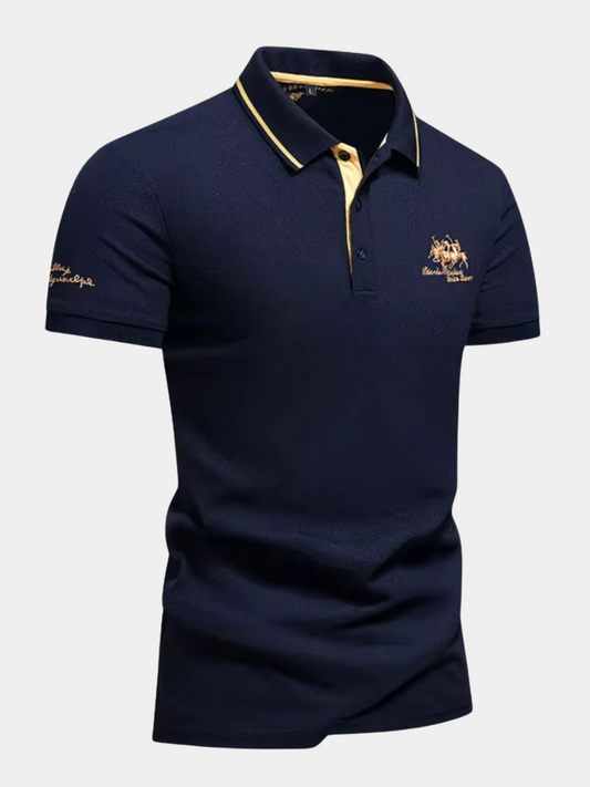 Men's Polo Shirt Short Sleeve Contrast Collar Embroidered - 
Fashinoza