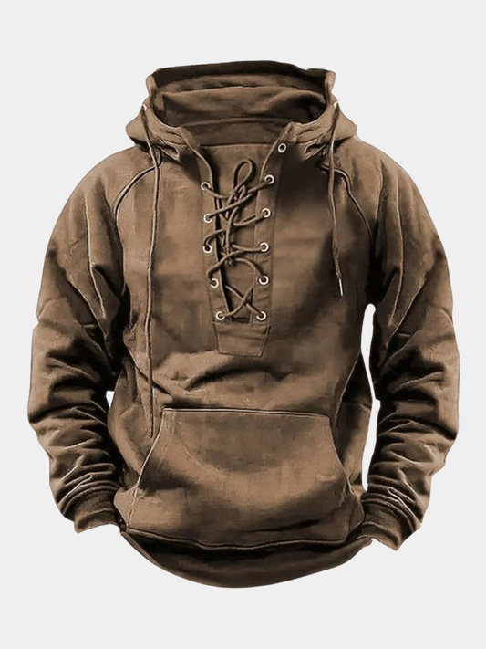 Men's Hoodie Lace Up Front Design - Fashinoza